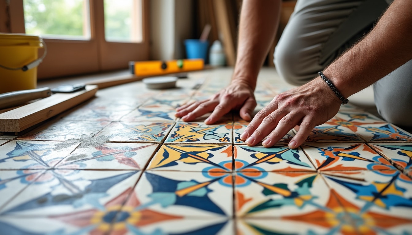 Pose de carreaux de ciment : outils, temps et précautions