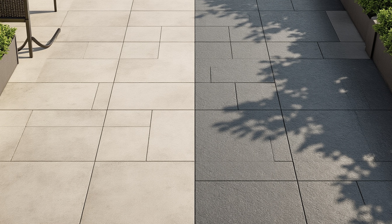 Terrasse avec 2 carrelage different : dimensions et raccordement